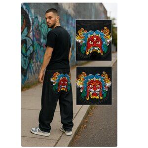 Ed Hardy Rare Y2K Baggy Jeans Men’s 38  Japan Serpent Snakes Tigers Black Denim